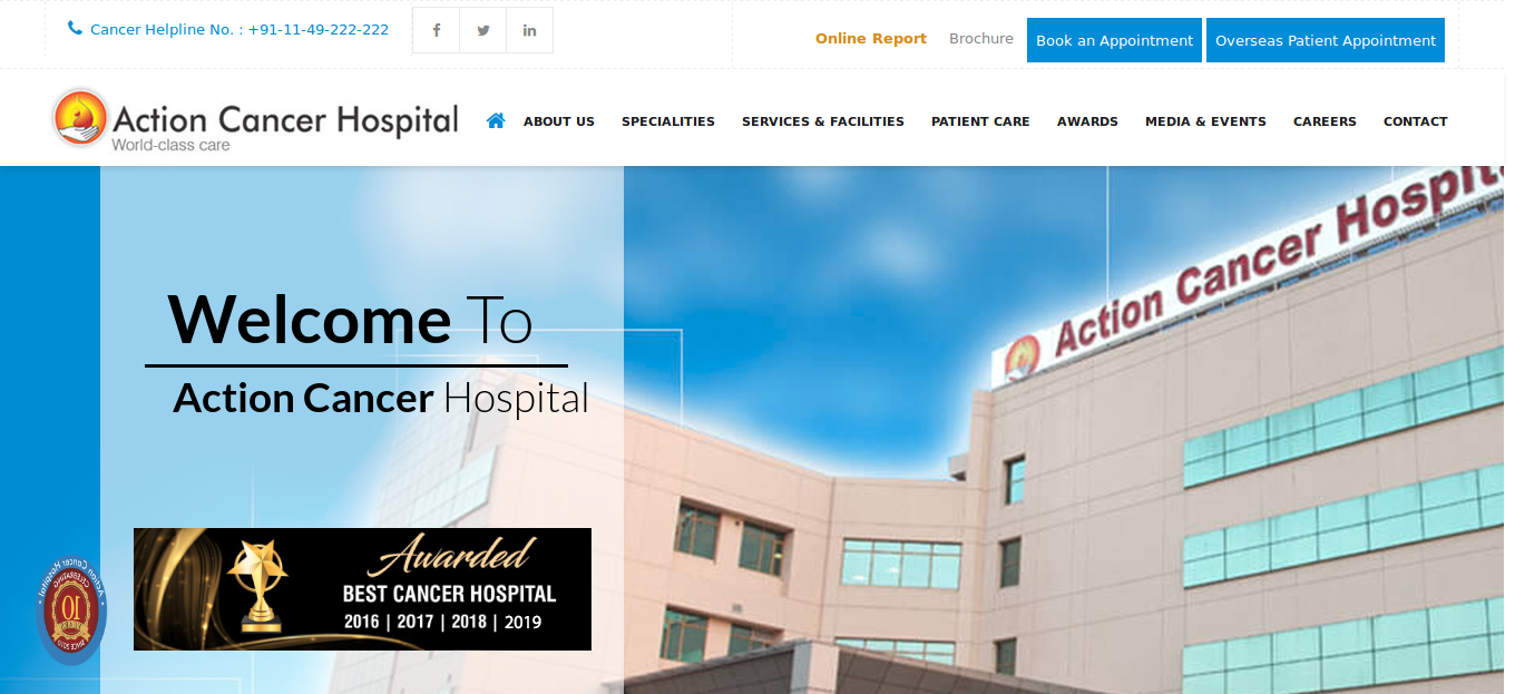 Action Cancer Hospital Website